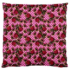 Lazy Cat Floral Pattern Pink Polka Large Cushion Case (one Side)