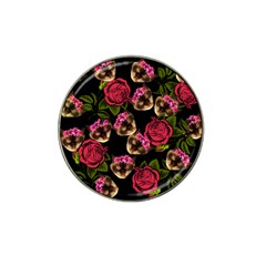 Lazy Cat Floral Pattern Black Hat Clip Ball Marker