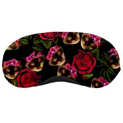 Lazy Cat Floral Pattern Black Sleeping Masks by snowwhitegirl