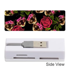 Lazy Cat Floral Pattern Black Memory Card Reader (stick) by snowwhitegirl