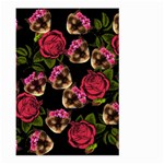 Lazy Cat Floral Pattern Black Large Garden Flag (Two Sides) Front