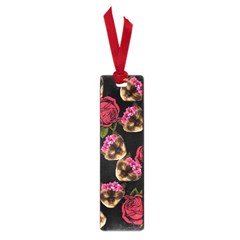 Lazy Cat Floral Pattern Black Small Book Marks by snowwhitegirl