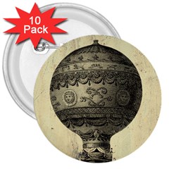 Vintage Air Balloon 3  Buttons (10 Pack)  by snowwhitegirl