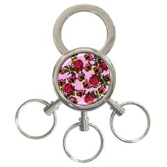 Lazy Cat Floral Pattern Pink 3-ring Key Chains by snowwhitegirl