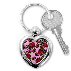 Lazy Cat Floral Pattern Pink Key Chains (heart) 