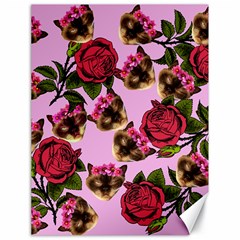 Lazy Cat Floral Pattern Pink Canvas 18  X 24   by snowwhitegirl