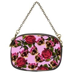 Lazy Cat Floral Pattern Pink Chain Purse (two Sides) by snowwhitegirl