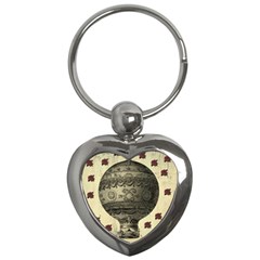 Vintage Air Balloon With Roses Key Chains (heart)  by snowwhitegirl