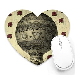 Vintage Air Balloon With Roses Heart Mousepads by snowwhitegirl