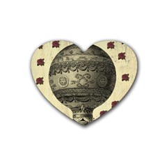 Vintage Air Balloon With Roses Heart Coaster (4 Pack)  by snowwhitegirl