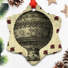 Vintage Air Balloon With Roses Snowflake Ornament (two Sides) by snowwhitegirl