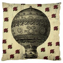 Vintage Air Balloon With Roses Large Cushion Case (two Sides)