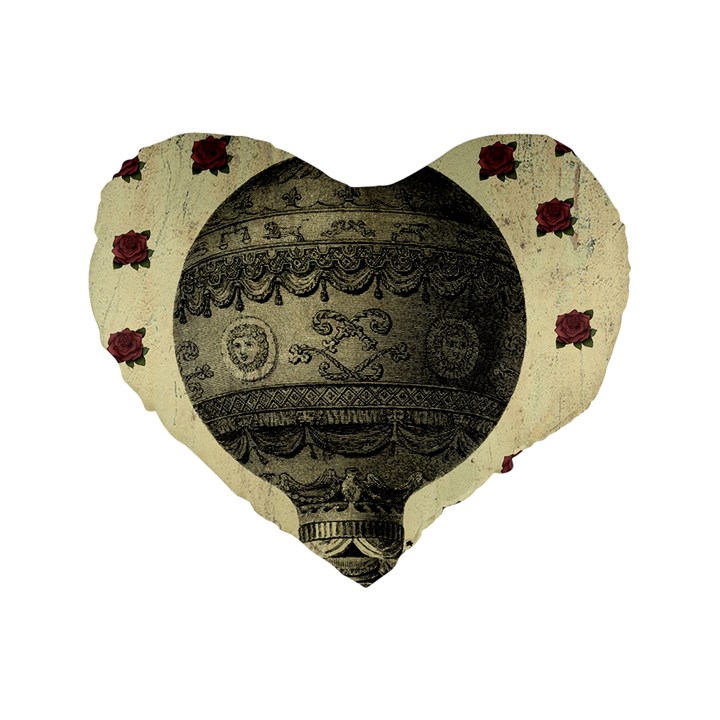 Vintage Air Balloon With Roses Standard 16  Premium Heart Shape Cushions