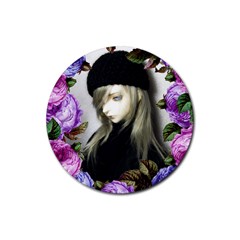 Doll Floral Rubber Coaster (round)  by snowwhitegirl