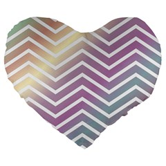 Ombre Zigzag 01 Large 19  Premium Heart Shape Cushions