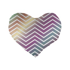 Ombre Zigzag 01 Standard 16  Premium Flano Heart Shape Cushions by snowwhitegirl