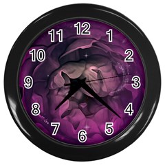 Wonderful Flower In Ultra Violet Colors Wall Clock (black) by FantasyWorld7