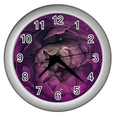 Wonderful Flower In Ultra Violet Colors Wall Clock (silver) by FantasyWorld7