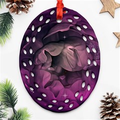 Wonderful Flower In Ultra Violet Colors Ornament (oval Filigree) by FantasyWorld7