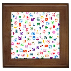 Colorful Abstract Symbols Framed Tiles by FunnyCow