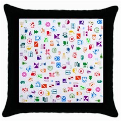 Colorful Abstract Symbols Throw Pillow Case (black) by FunnyCow