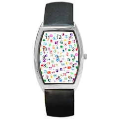 Colorful Abstract Symbols Barrel Style Metal Watch