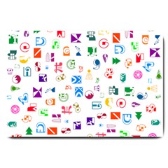 Colorful Abstract Symbols Large Doormat  by FunnyCow