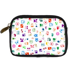 Colorful Abstract Symbols Digital Camera Leather Case by FunnyCow