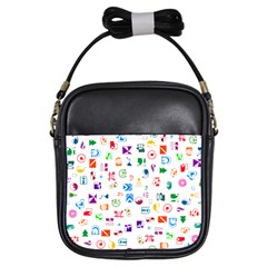 Colorful Abstract Symbols Girls Sling Bag by FunnyCow