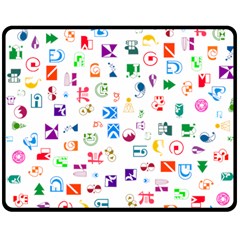 Colorful Abstract Symbols Double Sided Fleece Blanket (medium)  by FunnyCow