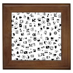 Black Abstract Symbols Framed Tiles by FunnyCow