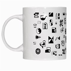 Black Abstract Symbols White Mugs by FunnyCow