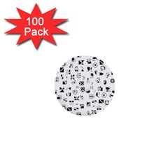 Black Abstract Symbols 1  Mini Buttons (100 Pack)  by FunnyCow