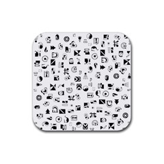 Black Abstract Symbols Rubber Coaster (square)  by FunnyCow