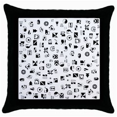 Black Abstract Symbols Throw Pillow Case (black) by FunnyCow