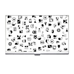 Black Abstract Symbols Business Card Holders by FunnyCow