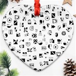 Black Abstract Symbols Heart Ornament (Two Sides) Back