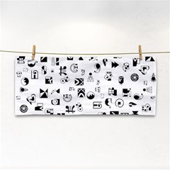 Black Abstract Symbols Hand Towel by FunnyCow