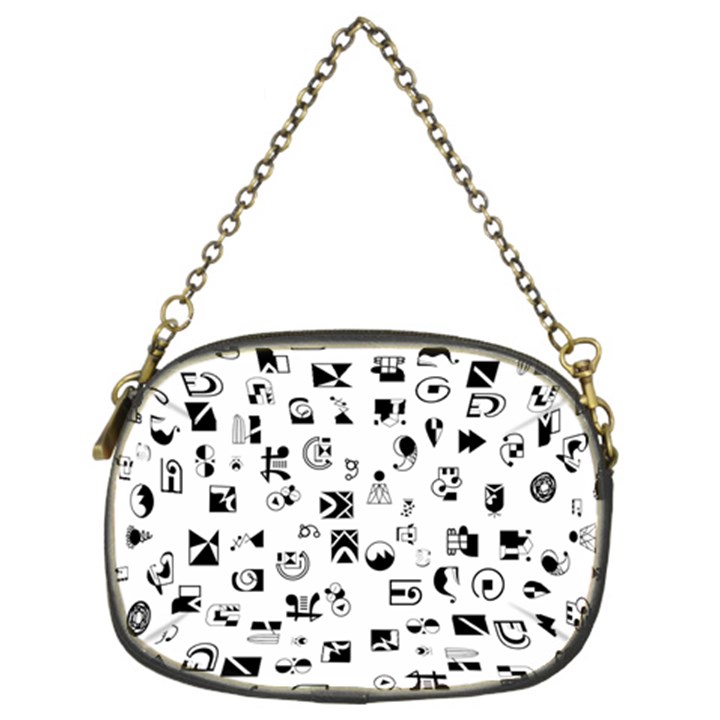 Black Abstract Symbols Chain Purse (Two Sides)