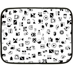 Black Abstract Symbols Fleece Blanket (mini) by FunnyCow