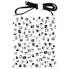 Black Abstract Symbols Shoulder Sling Bag by FunnyCow