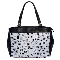 Black Abstract Symbols Oversize Office Handbag