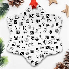 Black Abstract Symbols Snowflake Ornament (two Sides) by FunnyCow