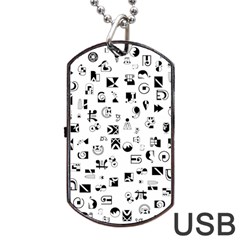 Black Abstract Symbols Dog Tag Usb Flash (one Side) by FunnyCow