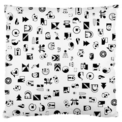 Black Abstract Symbols Large Cushion Case (one Side) by FunnyCow