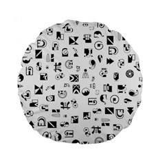 Black Abstract Symbols Standard 15  Premium Round Cushions by FunnyCow