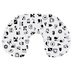 Black Abstract Symbols Travel Neck Pillows by FunnyCow