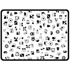 Black Abstract Symbols Double Sided Fleece Blanket (large)  by FunnyCow