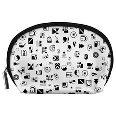 Black Abstract Symbols Accessory Pouch (large) by FunnyCow