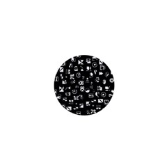 White On Black Abstract Symbols 1  Mini Buttons by FunnyCow